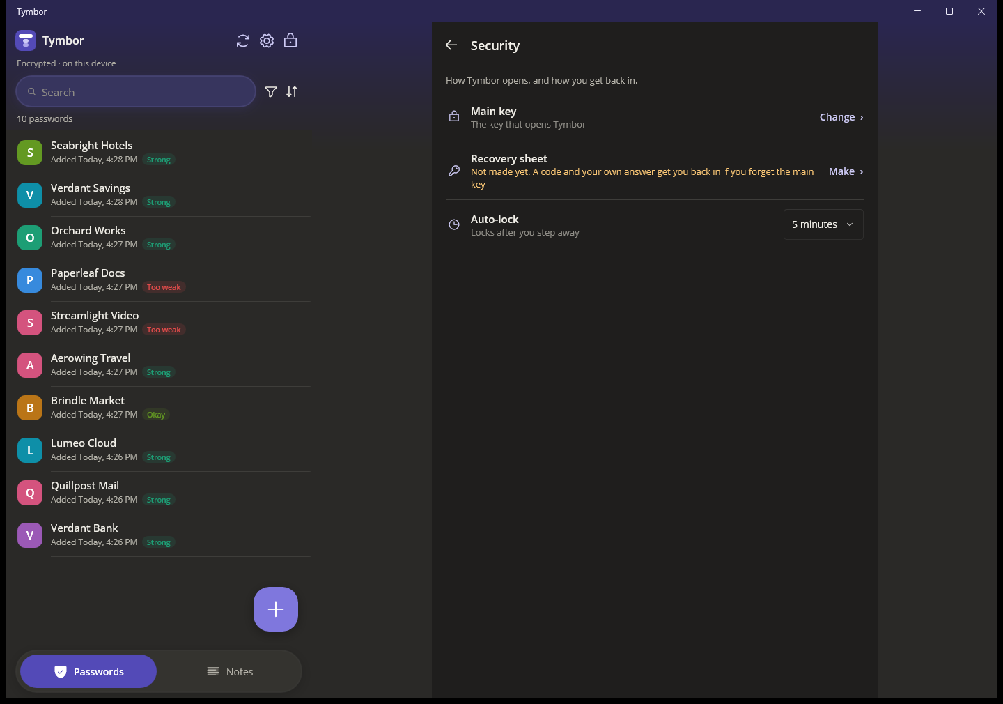 Security settings on the desktop