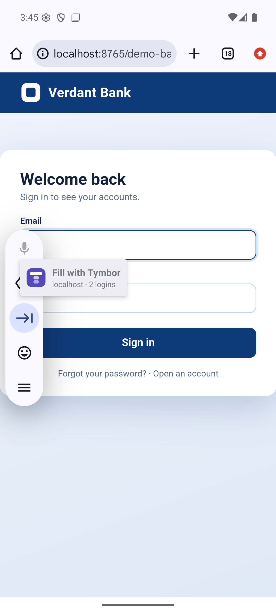 Fill with Tymbor above the keyboard